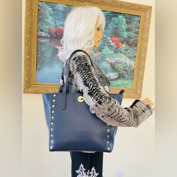 MICHAEL KORS Navy studded crossgrain/saffiano tote shoulder bag - Picture 3 of 10